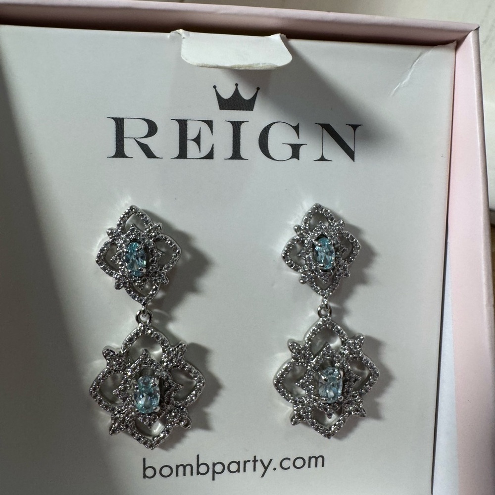 Reign Silver Earrings with Blue Gems